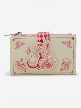 New Loungefly Disney Alice in Wonderland Tonal Cheshire Cat Floral Wallet